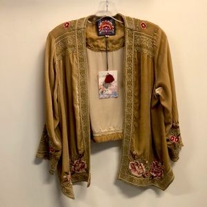 Johnny Was gold velvet bolero